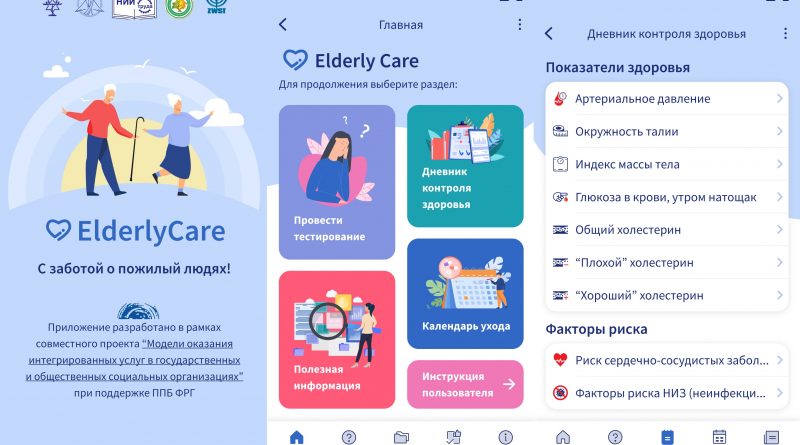 Мобильное приложение в теме ухода за пожилыми людьми ElderlyCare